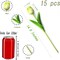 Fake Flowers Tulips Artificial Flower 15pcs Real Touch PU 14" for Spring Easter Home Kitchen Wedding Bouquet Bulk Mother's Gift Day Decorations(Assorted Colors,5)